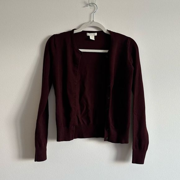 H&M Sweaters - H&M Basics Burgundy Cardigan (Size XS)